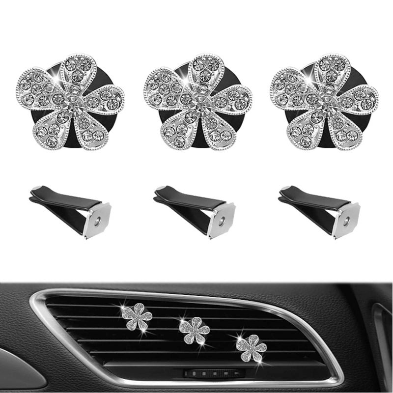 LARDROK 5 Pcs Car Vent Clip,Bling Flower Car Air Fresheners Vent Clips Cute Car Vent Decorations,Car Diffuser Rhinestone Car Interior Decoration Charm Car Vent Accessories - Image 3