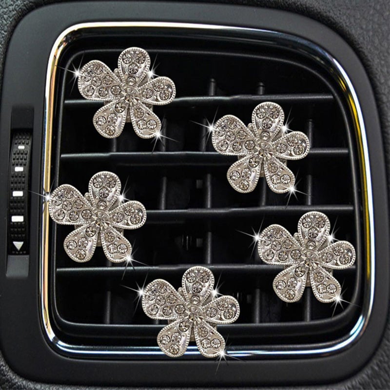 LARDROK 5 Pcs Car Vent Clip,Bling Flower Car Air Fresheners Vent Clips Cute Car Vent Decorations,Car Diffuser Rhinestone Car Interior Decoration Charm Car Vent Accessories - Image 1