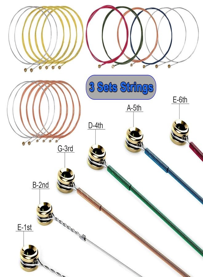 JINWEE Guitar Accessories Kit Including acoustic Guitar Strings, tuner, guitar capo, 3-in-1 restring tool, guitar picks, bridge pins, guitar nuts saddles, finger picks and Fretboard Stickers(48 Pcs) - Image 4