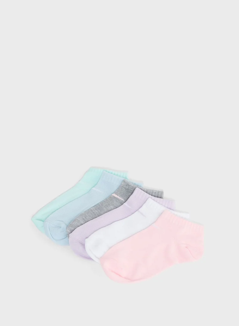 Nike Kids 6 Pack Metallic Swoosh Low Socks