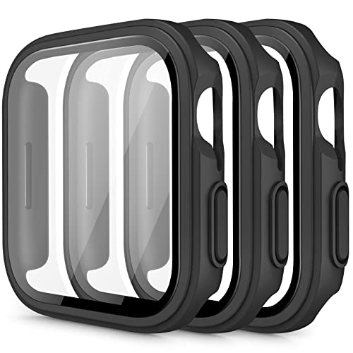 Meliya 3-Pack Hard PC Case Compatible with Apple Watch Series 9 Series 8 Series 7 45mm, Full Protective Case with Tempered Glass Screen Protector for Apple Watch 45mm, Rose Gold/Starlight/Clear - Image 1