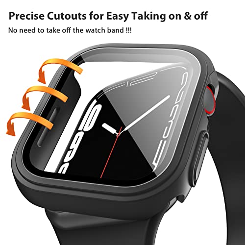 Meliya 3-Pack Hard PC Case Compatible with Apple Watch Series 9 Series 8 Series 7 45mm, Full Protective Case with Tempered Glass Screen Protector for Apple Watch 45mm, Rose Gold/Starlight/Clear - Image 2