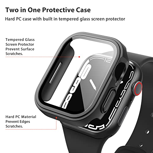 Meliya 3-Pack Hard PC Case Compatible with Apple Watch Series 9 Series 8 Series 7 45mm, Full Protective Case with Tempered Glass Screen Protector for Apple Watch 45mm, Rose Gold/Starlight/Clear - Image 3