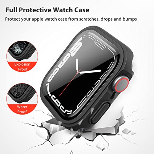 Meliya 3-Pack Hard PC Case Compatible with Apple Watch Series 9 Series 8 Series 7 45mm, Full Protective Case with Tempered Glass Screen Protector for Apple Watch 45mm, Rose Gold/Starlight/Clear - Image 5