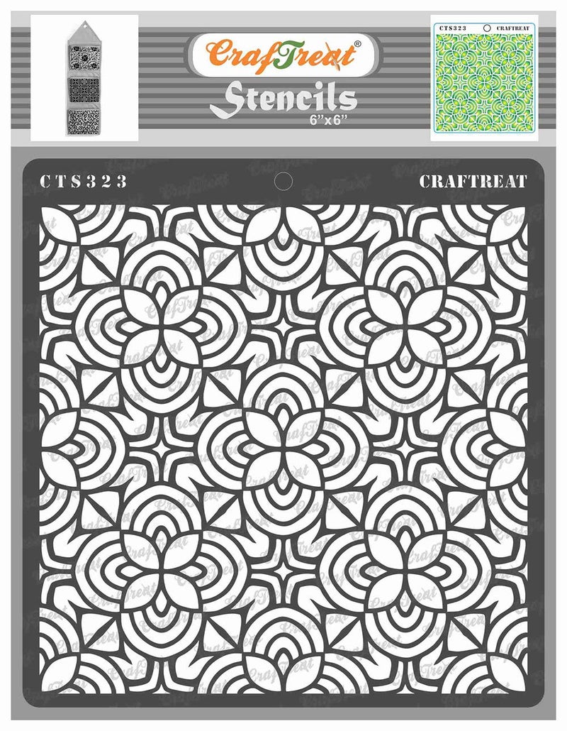 CrafTreat Flower Stencil for Fabric - Flowers and Curves - Size: 6X6 Inches - Flower Stencil for Painting - Painting Flower Stencil for Craft and Art - Flower Stencil Painting - Image 1