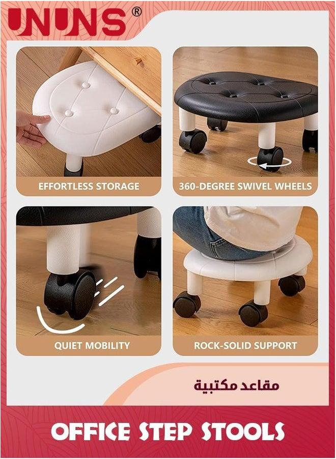 يو إن يو إن أس Office Step Stools,Universal Wheel Movable Mini Stool,Low Roller Seat Stool Chair Leather Little Low Small Stools for Home Sport,Blue - Image 5