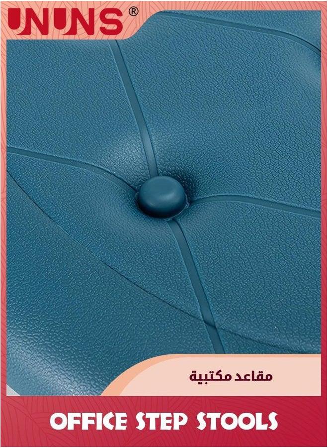 يو إن يو إن أس Office Step Stools,Universal Wheel Movable Mini Stool,Low Roller Seat Stool Chair Leather Little Low Small Stools for Home Sport,Blue - Image 4