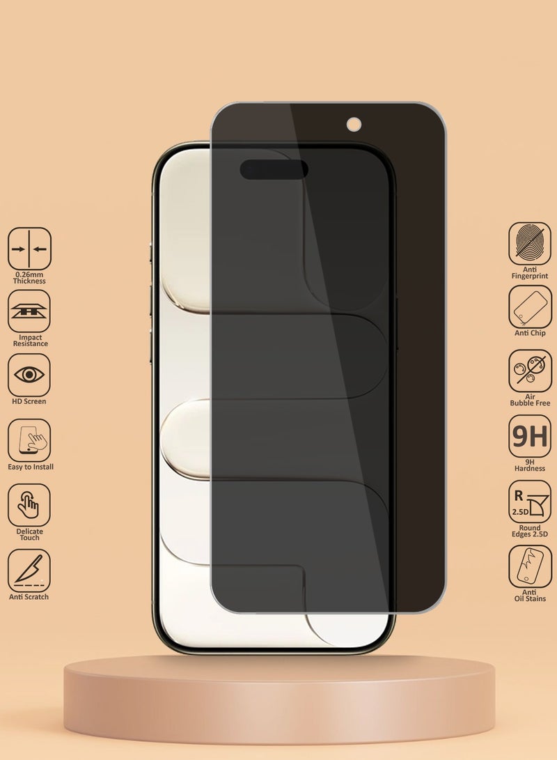 Techie iPhone 17 Air Privacy Tempered Glass Screen Protector - Premium Privacy Glass 9H Hardness 0.33 mm Rounded Edges Anti Bubbles Easy Installation - Image 2