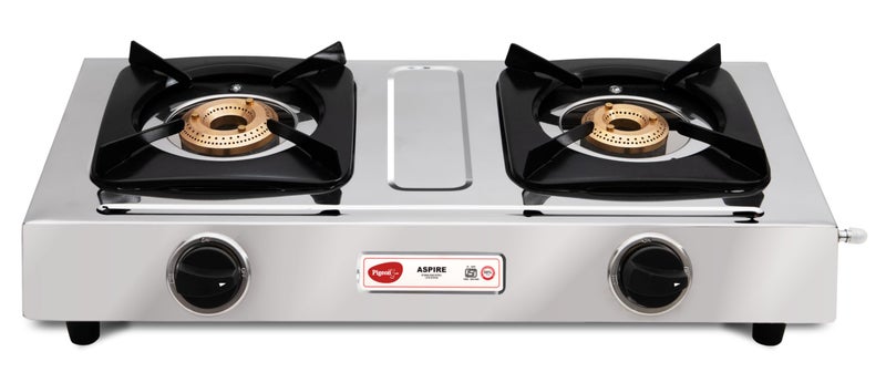 Pigeon By Stovekraft Aspire Stainless Steel Gas Stove 2 Burner I Manual Ignition I High Powered Brass Burner I ISI Certified I 2 Year Warranty - Image 1