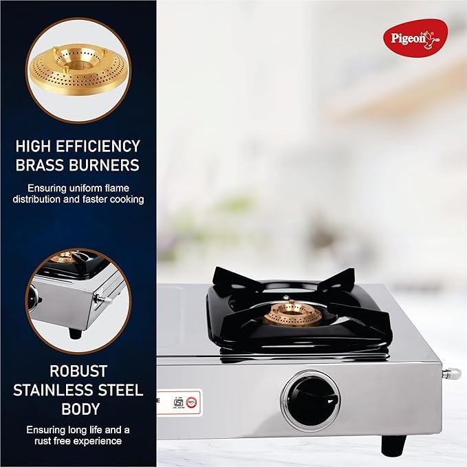 Pigeon By Stovekraft Aspire Stainless Steel Gas Stove 2 Burner I Manual Ignition I High Powered Brass Burner I ISI Certified I 2 Year Warranty - Image 4