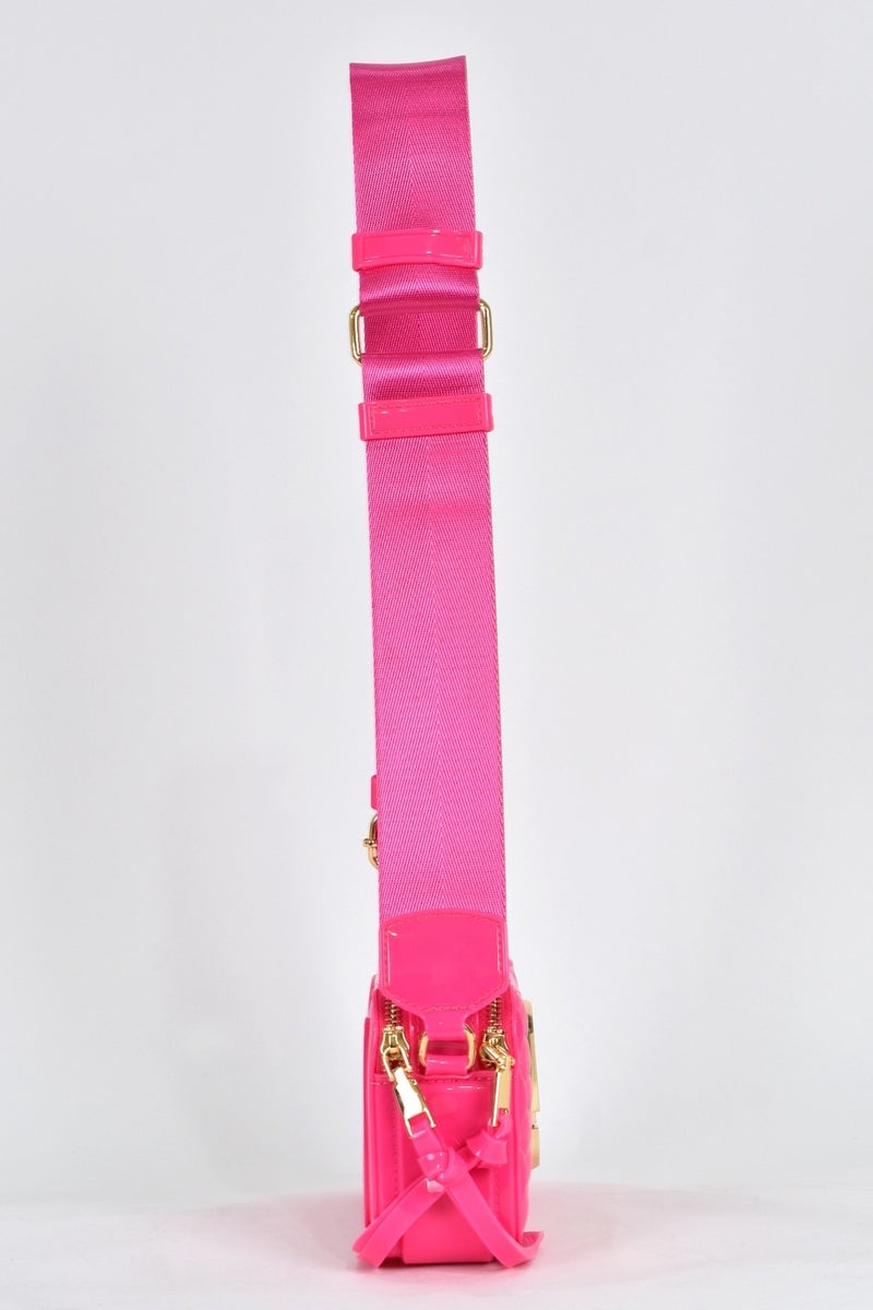 Elatae Women's Shoulder Strap Silicone Crossbody Bag Pink 26398  - Image 4