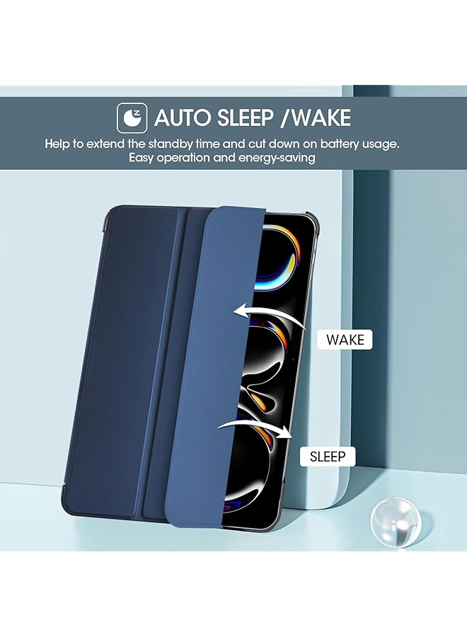 Procases Smart Case For Ipad Pro 11 Inch Case M4 2024 Model: A2836 A2837 A3006 Slim Folio Stand Hard Back Shell Protective Tablet Cover For 5Th Generation Ipad Pro 11 Inch M4 2024 -Navy - Image 4