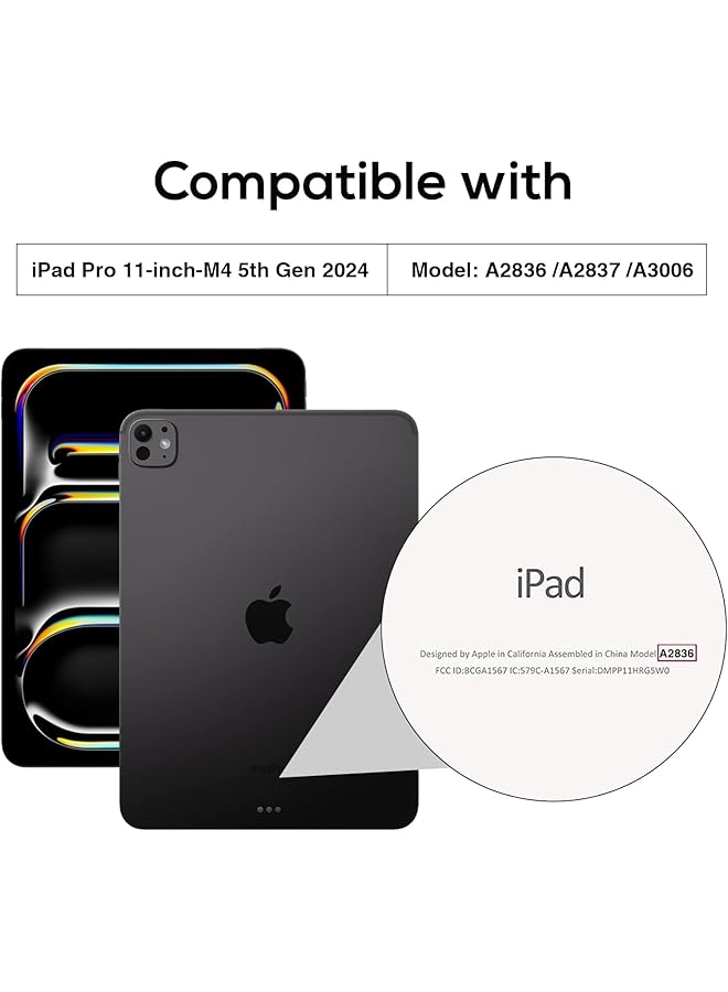 Procases Smart Case For Ipad Pro 11 Inch Case M4 2024 Model: A2836 A2837 A3006 Slim Folio Stand Hard Back Shell Protective Tablet Cover For 5Th Generation Ipad Pro 11 Inch M4 2024 -Navy - Image 2