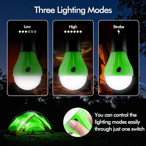 FLY2SKY Portable LED Tent Lamp, Clip Hook Hurricane Emergency Light Bulb, Camping Equipment Lanterns for Hiking, Backpacking Outage, B-CLOSED-HOOK, 4 Packs - Image 3