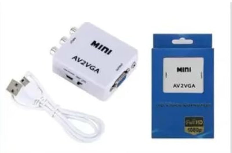 محول فيديو ميني عالي الجودة HDMI AV2VG موصلات محول VGA إلى AV صغيرة محول VGA2AV مع محول فيديو RCA بحجم 3.5 ملم لأجهزة الكمبيوتر والتلفزيون عالي الدقة والكمبيوتر AV2VGA