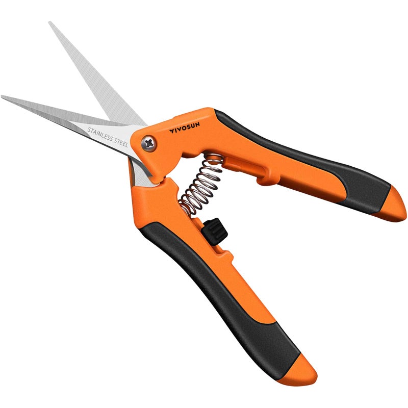 VIVOSUN 6.5 Inch Gardening Scissors Hand Pruner Pruning Shear with Straight Stainless Steel Blades Orange 1-Pack - Image 1