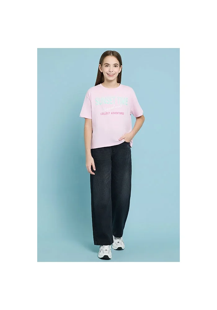 R&b Printed T-Shirt with Crew Neck and Short Sleeves