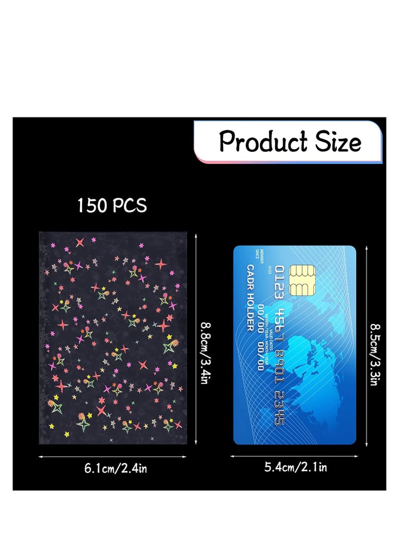 SYOSI - 200 Pcs Kpop Photocard Sleeves, Little Star Laser Flashing Card Sleeves, Star Glass Gemstone Rainbow Holographic Card Sleeves Trading Card Protector for Photocard Kpop Photo Cards, 61 x 88 mm - Image 1