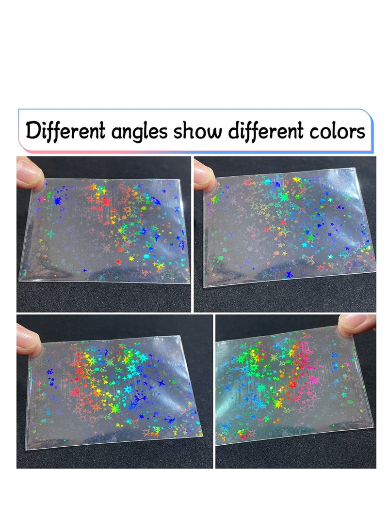 SYOSI - 200 Pcs Kpop Photocard Sleeves, Little Star Laser Flashing Card Sleeves, Star Glass Gemstone Rainbow Holographic Card Sleeves Trading Card Protector for Photocard Kpop Photo Cards, 61 x 88 mm - Image 1
