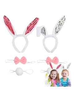 KASTWAVE 2 Pcs Bunny Ears Headband, Rabbit Tail and Bow Tie, Cosplay Costume Party Bunny Ear Costume Set  - Image 1