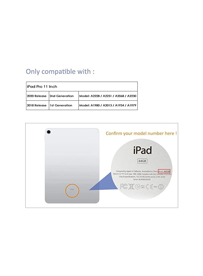 Procases Ipad Pro 11 Case 2020 & 2018 With Apple Pencil Holder, Slim Trifold Stand Protective Folio Smart Cover For Ipad Pro 11 Inch 2Nd Gen 2020 & 1St Gen 2018 [Support Apple Pencil 2 Charging] -Black - Image 2