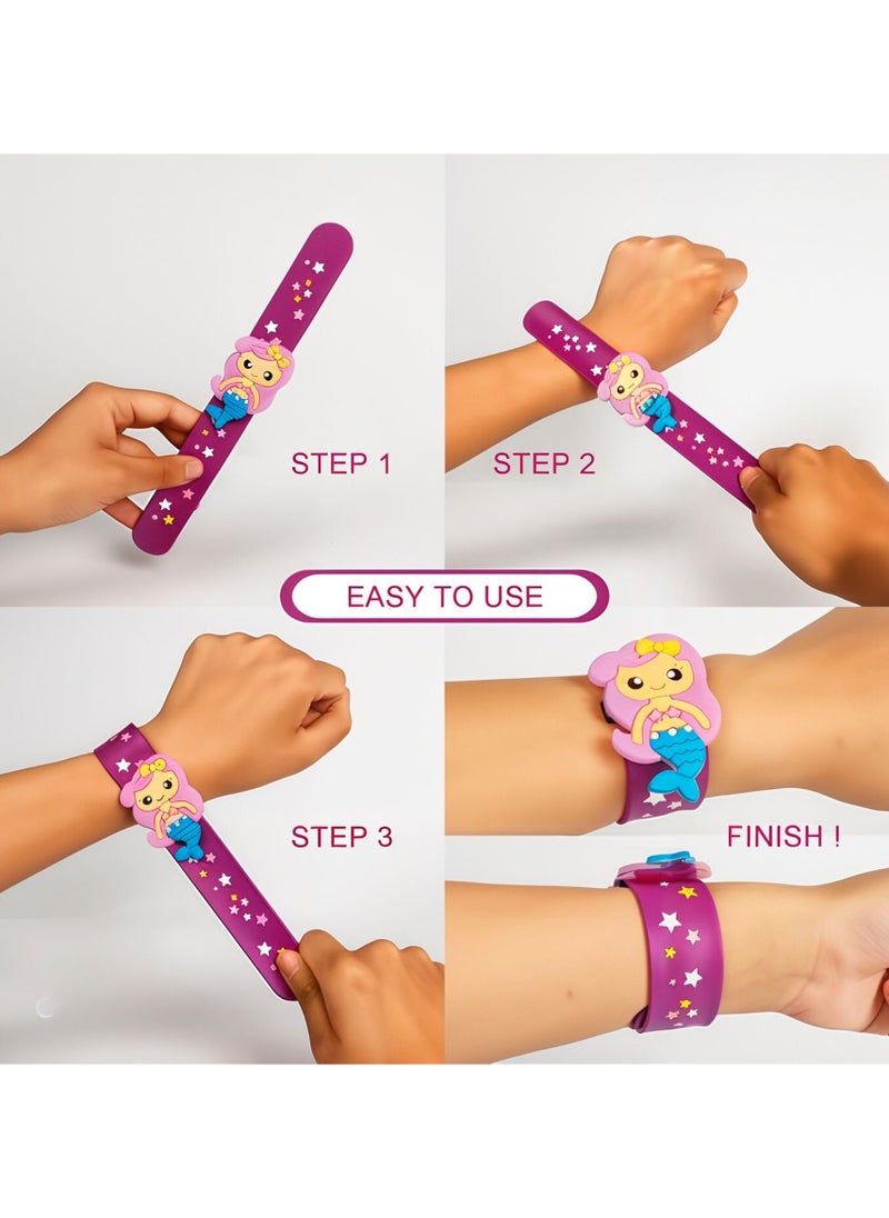 SARAOONT 12-Piece Set Mermaid Slap Bracelets for Kids Adjustable Silicone Party Favors, Perfect for Mermaid-Themed Birthday Parties  - Image 5