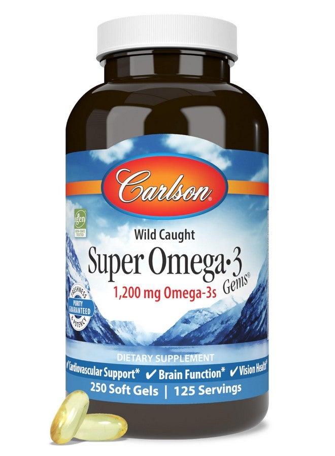 Carlson كارلسون - جواهر أوميغا-3 السوبر، 1200 ملغ أوميغا-3، مصيد بري، مصدر مستدام، 250 كبسولة لينة - Image 1