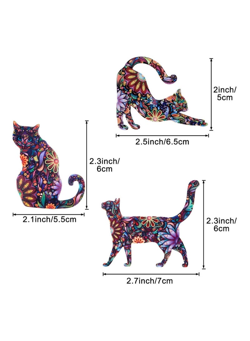 KASTWAVE Adorable Acrylic Cat Brooch Pins Set of 9 Different Patterns Colorful and Eye Catching Lapel Pin Badges - Image 5
