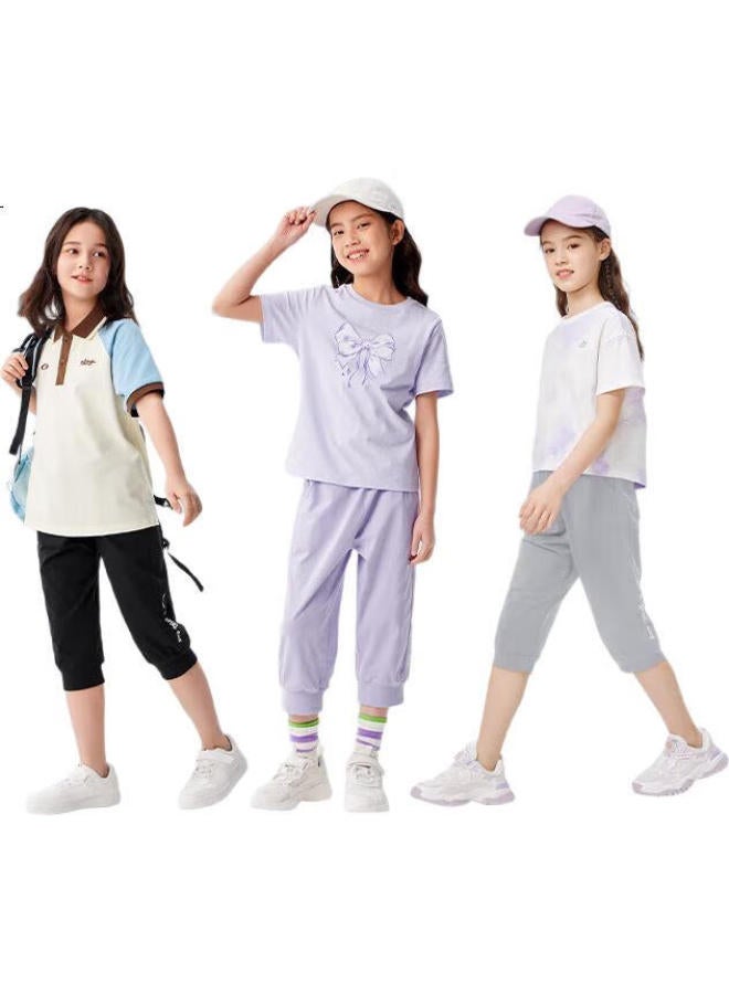 Balabala Children'S Clothing, Girls' Capri Pants, Summer Thin Style, For Older Children, Pants, Sports Pants, Trendy, 208225113001 - Image 1