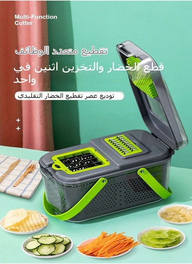 ماركة غير محددة - مجموعة مفرمة وخافضة الخضروات متعددة الوظائف 22 قطعة - مفرمة العاصفة مع صندوق تخزين، تشمل المبشرة والخافضة لتحضير الطعام بسرعة وسهولة - Image 1