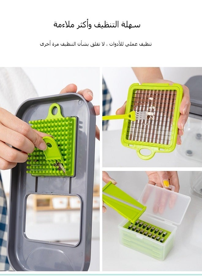 ماركة غير محددة - مجموعة مفرمة وخافضة الخضروات متعددة الوظائف 22 قطعة - مفرمة العاصفة مع صندوق تخزين، تشمل المبشرة والخافضة لتحضير الطعام بسرعة وسهولة - Image 1