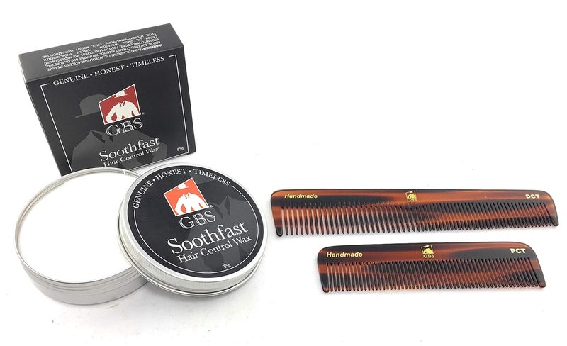 G.B.S GBS Stylish Hair Care Kit Soothfast Hair Control Wax DCT Handmade Dressing Comb PCT Handmade Tortoise Pocket Comb Cellulose Acetate Unbreakable Masculine Scient Daily Base Grooming 