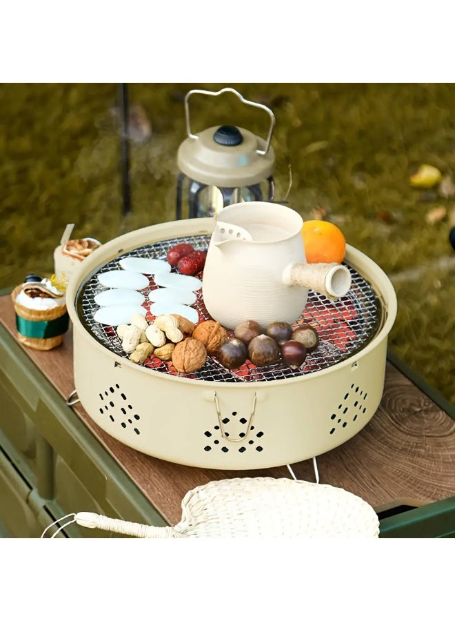 Foldable charcoal grill + 30cm stainless steel roasting rack