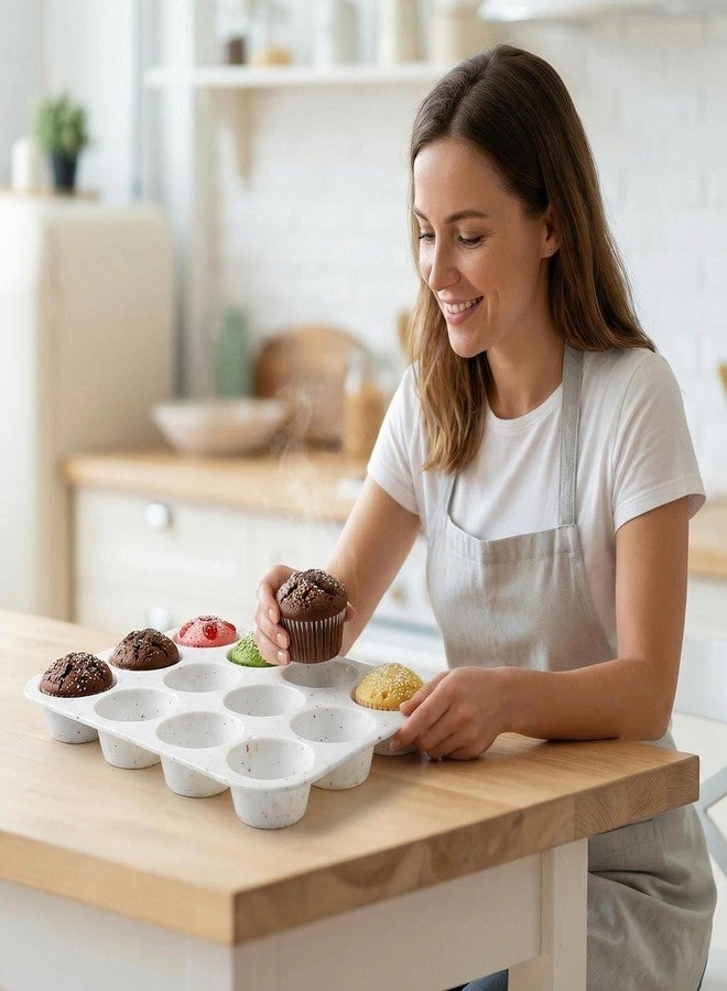 Ahorasky 2Pcs Silicone Muffin Pan for Baking - 12 Cup Regular Size Cupcake Pan, Silicone Muffin Tray, Nonstick Cupcake Baking Pan Molds for Baking Homemade Muffins - Image 3