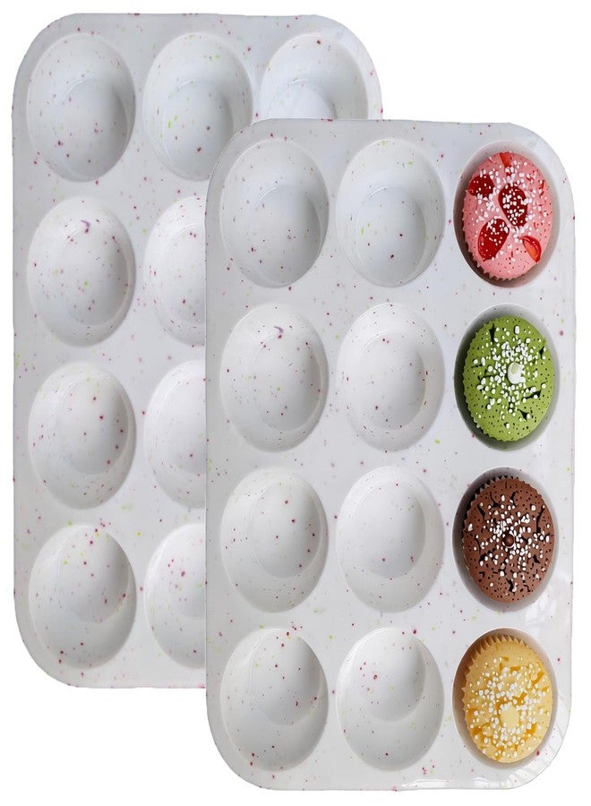 Ahorasky 2Pcs Silicone Muffin Pan for Baking - 12 Cup Regular Size Cupcake Pan, Silicone Muffin Tray, Nonstick Cupcake Baking Pan Molds for Baking Homemade Muffins - Image 1