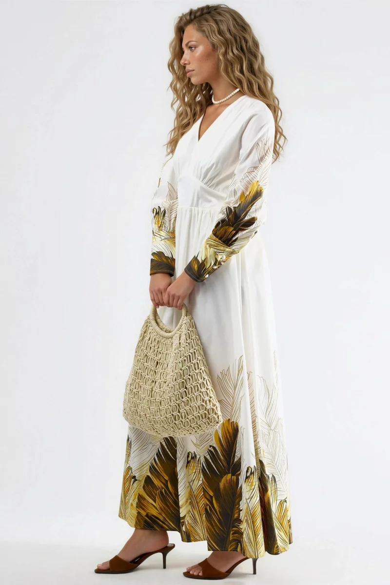 جينيفر Tropical Floral Print Maxi Dress