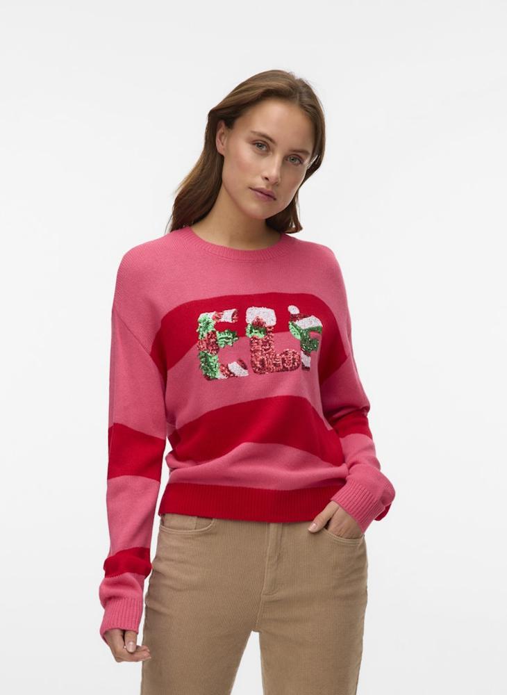 VERO MODA Christmas ELF Sequin Detail Sweater - Image 1