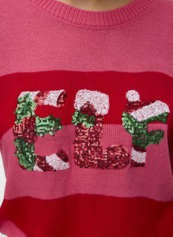 VERO MODA Christmas ELF Sequin Detail Sweater - Image 4