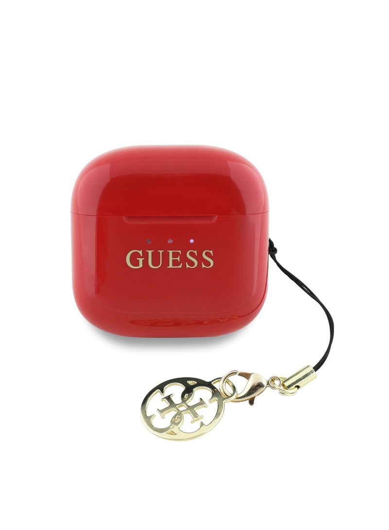 GUESS Charm TWS Wireless Earphones with Glossy Effect & Classic Logo Print / Fast Charging / Up to 5 Hour Music Play Time / 180 Days Standby Time / 10 Meter Transmission Distance- Red - Image 3