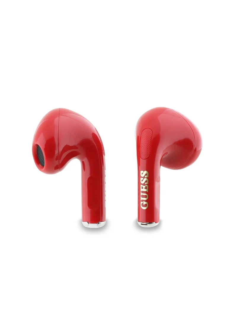 GUESS Charm TWS Wireless Earphones with Glossy Effect & Classic Logo Print / Fast Charging / Up to 5 Hour Music Play Time / 180 Days Standby Time / 10 Meter Transmission Distance- Red