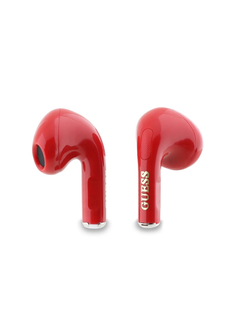 GUESS Charm TWS Wireless Earphones with Glossy Effect & Classic Logo Print / Fast Charging / Up to 5 Hour Music Play Time / 180 Days Standby Time / 10 Meter Transmission Distance- Red - Image 5