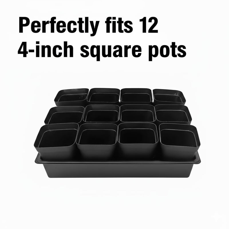RooTrimmer Seed Starter Tray, 10 Packs Plant Tray, Durable Plastic Growing Trays, Stackable Seedling Starter Trays Perfect for Indoor, Outdoor, Greenhouses, 16.5" L x 13.2" W x 2.8" H - Black - Image 3