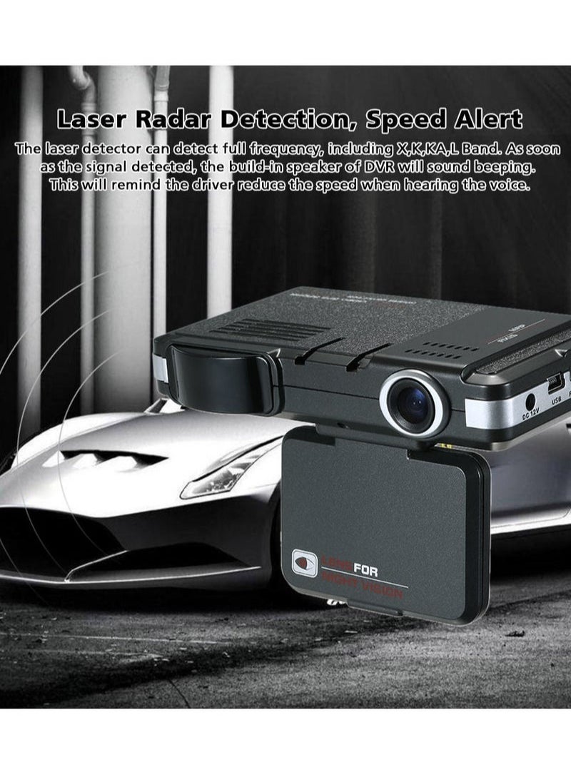 2 in 1 Anti Radar Detector Car DVR 720P Dash Cam Radar Speed Detector with Full Band Mute Button Loop Recording G-Sensor