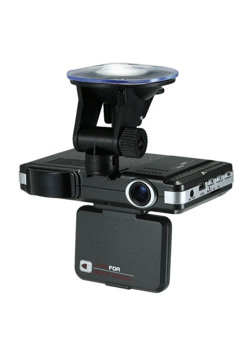2 in 1 Anti Radar Detector Car DVR 720P Dash Cam Radar Speed Detector with Full Band Mute Button Loop Recording G-Sensor