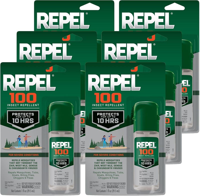 Repel 100 Insect Repellent, With DEET, 10-Hour Protection, 1-Ounce, (Pack of 6) - Image 1
