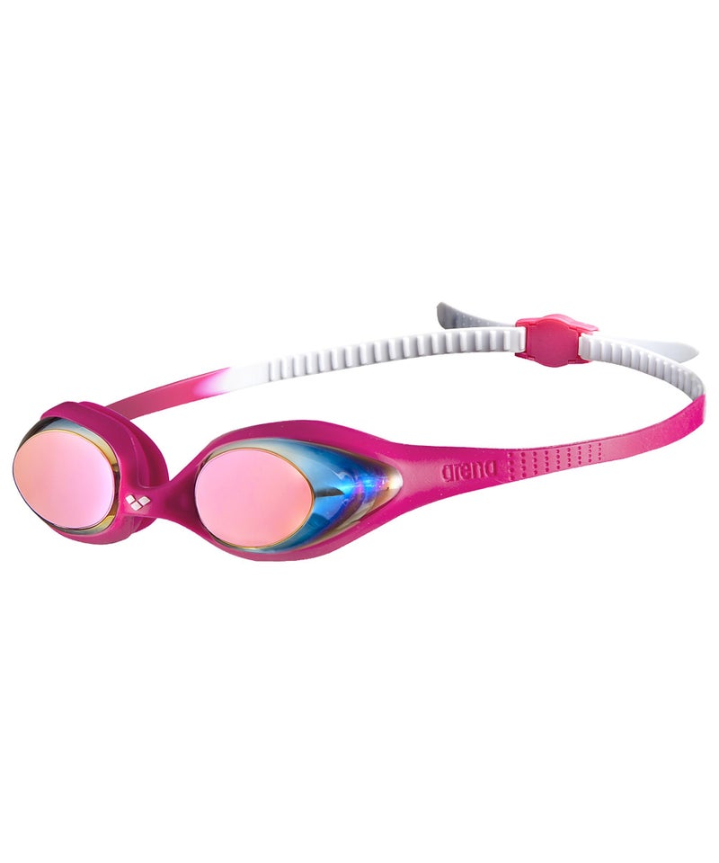 ARENA Unisex Youth Spider Junior Swim Goggles Girls and Boys Ages 6 to 12 Anti-Fog Mirror Lens Easy to Adjust Strap No Leak, White/Pink/Fuchsia - Image 1