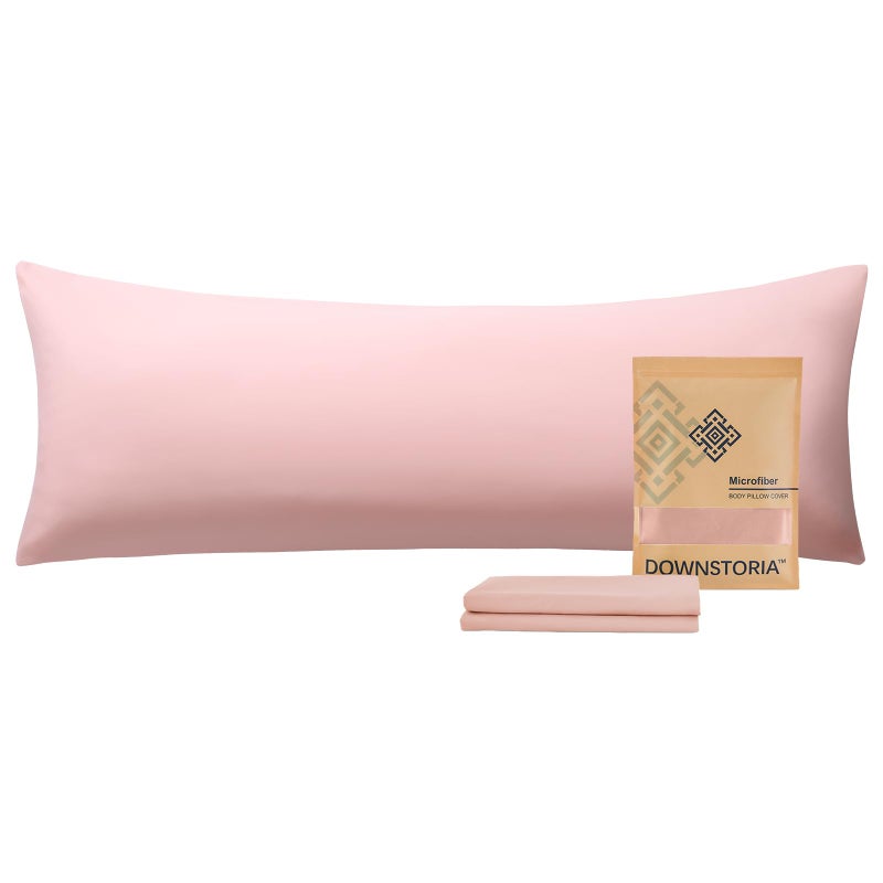 DOWNSTORIA Body Pillow Cover, Ultra Soft Microfiber Long Pillowcase, Envelope Closure Large Pillow Cases 20x54 inch (Pink) - Image 1