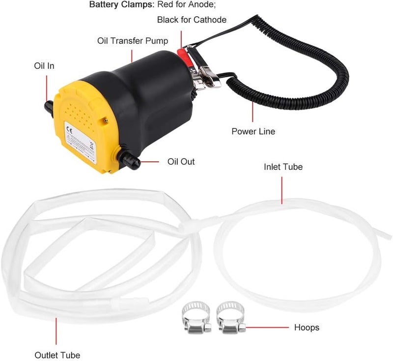 klarako Oil Change Pump Extractor 12v 60w Oil Extractor Pump Oil Pump Extractor, Oil Fluid Scavenge Suction Oil Transfer Pump Suction Transfer Pump Changing Oil for Boat Tubes Truck RV ATV - Image 2