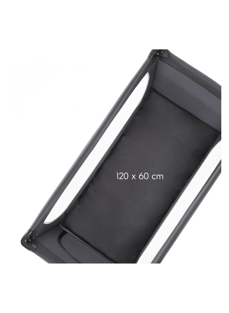 kidz Era Portable playpen , bassinet with front wheels for easy movement, mattress and carrying bag - easy to fold, full mesh ventilation, travel safe - Image 2