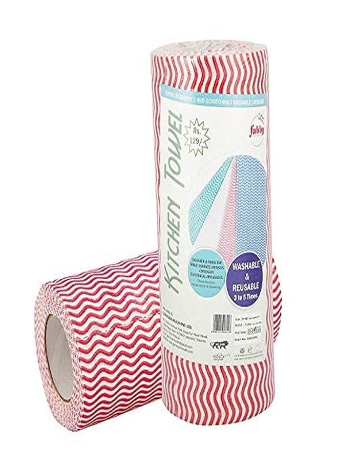 Fabby Non-Woven Kitchen Towel Roll | Printed, Washable & Reusable Kitchen Wipes | 60 Pulls Each Roll | Size 9 x 8 Inches | Pack of 3 - Image 4